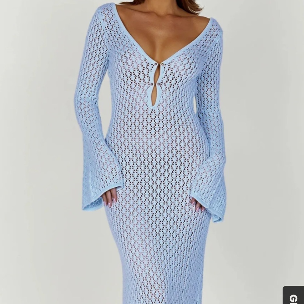 Long sleeve open back dress